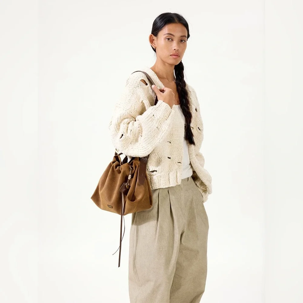 Small Gather Bag Set - Ochre Suede - Picture 6 of 13